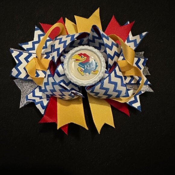 Hand Crafted Other - "KU" Bottle Cap Image Deluxe Bow